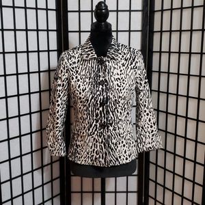Talbots Animal Print Blazer Suit Jacket Women Size 2